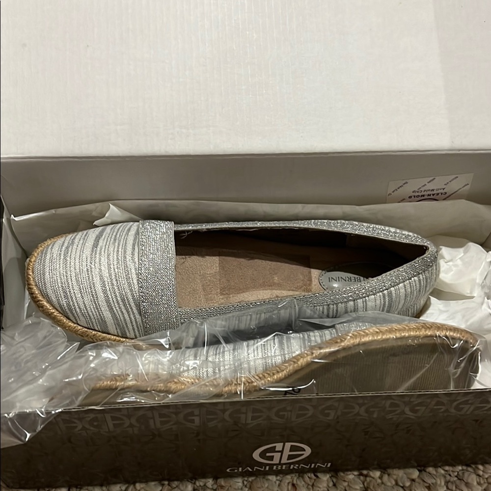 Giani Bernini Silver Espadrilles with Ruched Texture